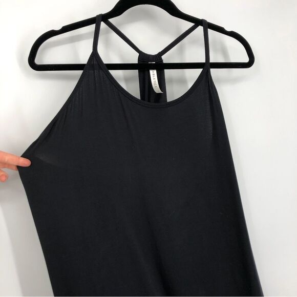 Fabletics Maxi Dress Womens 1X Black Strappy Long Stretchy Soft Comfy Fitted - Picture 4 of 12